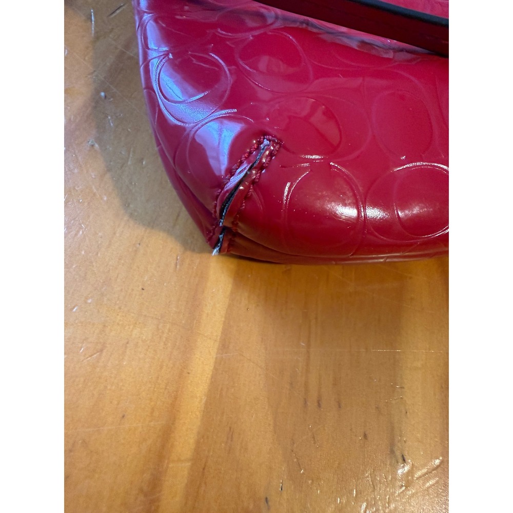 Coach Signature Embossed Patent Leather Wristlet and Card Holder Set Bow Heart - Picture 6 of 8